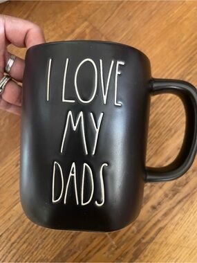Rae Dunn Black Mug with Raised Cream Lettering - "I Love My Dads"
